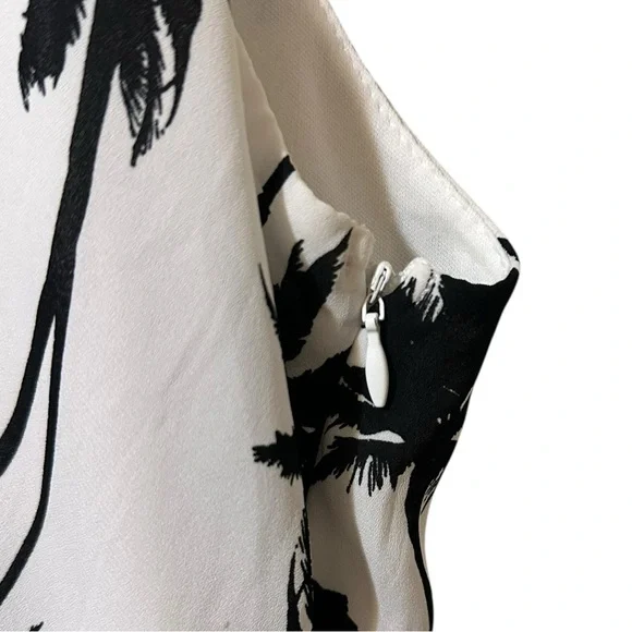 NY COLLECTION white w/black palm tree print sleeveless maxi dress size 14 - Picture 6 of 8